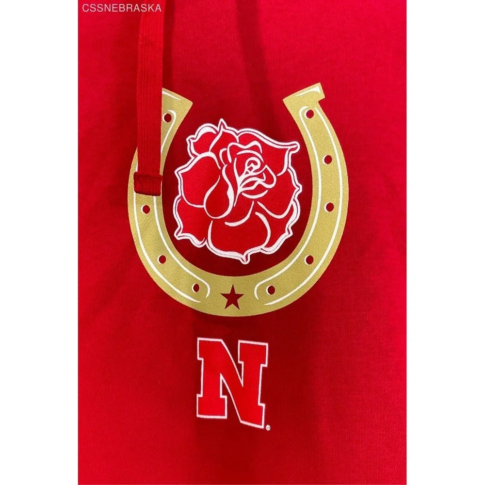 Adidas Red‎ Nebraska Huskers Horseshoe/Rose Hoodie - Size L - Picture 2 of 6